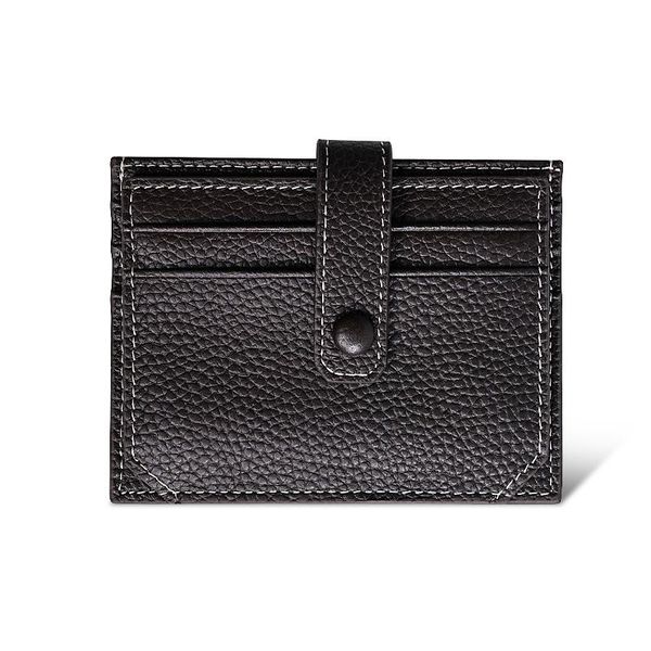 

card holders 2021 genuine leather men holder ultra thin id short small purse for cards solid hasp cover driver's license, Brown;gray