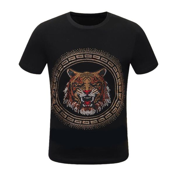 

summer wear with breathable design rhinestone men's t-shirts casual woman and man top, White;black