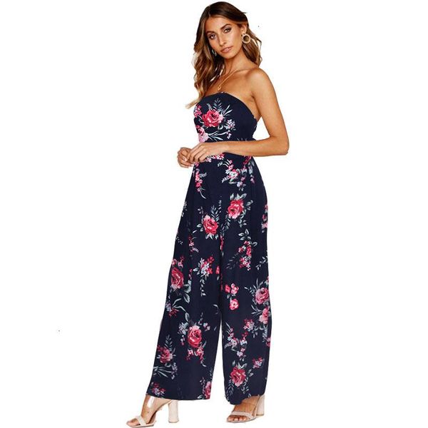 

women's jumpsuits & rompers summer flowers boho strapless women wipe pipes broek backless strik womens long 2021, Black;white