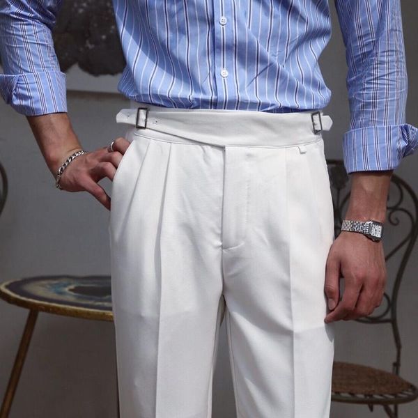 

men's suits & blazers trendy fashion slim men dress pants korean business casual black white mens social office trousers formal, White;black