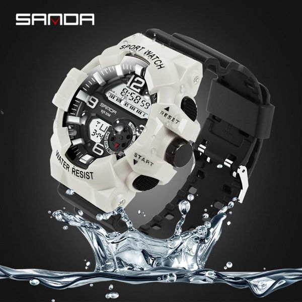 

wristwatches sanda digital watch men fashion sport luminous waterproof running led military electronic wrist relogio, Slivery;brown