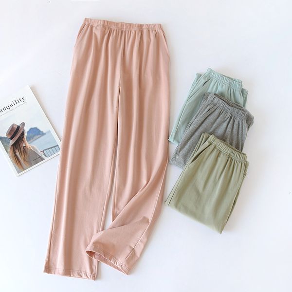 

spring/summer 2021 new couple ladies recycled fiber casual thin home loose men solid color trousers plus size pants in84, Black