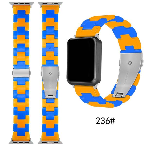 Alça de resina de luxo para Apple Watch 45mm 41mm 44mm 42mm 40mm 38mm bandas moda pulseira relógio de relógio Iwatch série 7 6 5 4 SE Acessórios inteligentes