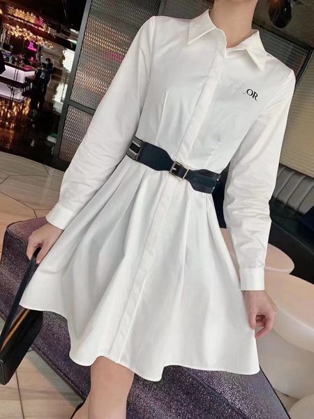 

party dresses precisely embroidered lettering on chest, button fly, slim fit designer shirt dress + d home stretch webbing belt, black white, White;black
