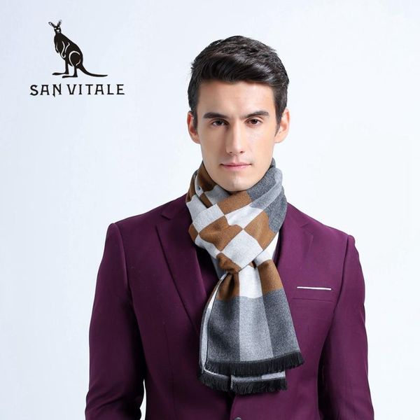 

scarves men and shawls designer fashionable winter warm long soft wool silk cashmere plaid scarf for, Blue;gray