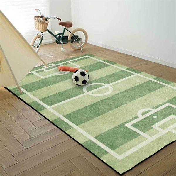 

carpets simple green cartoon football field printed carpet children's room non-slip play mat living coffee table bedroom rug