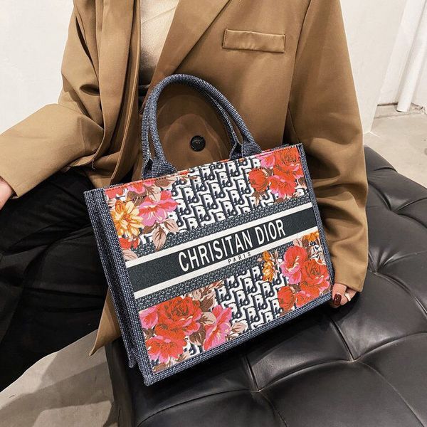 

ful canvas shopping bag, large capacity, net star, the same portable fashion one shoulder versatile women's luxuryss designerss yw