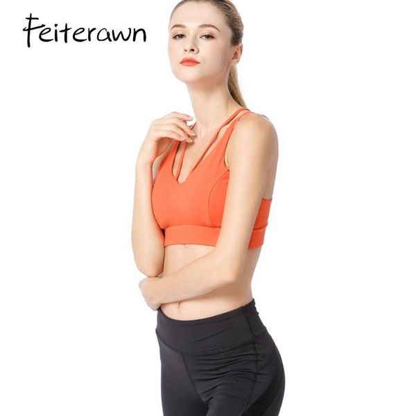 

feiterawn 2021 new no steel ring beauty back sports bra ladies high strength shockproof yoga running sport underwear yg1826, White;black
