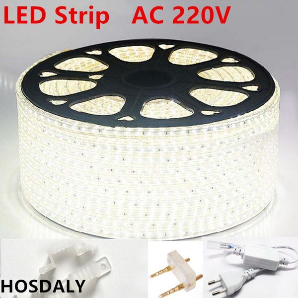 

strips ac220v led strip light 3014 120led/m waterproof ip65 tape with power plug1m3m5m50m100m rope ribbon white blue lamp