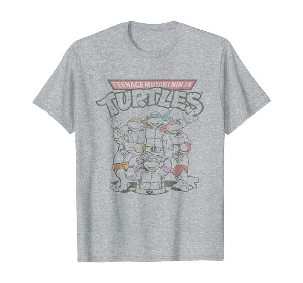 

Retro TMNT Group Limited Color T-Shirt, White;black