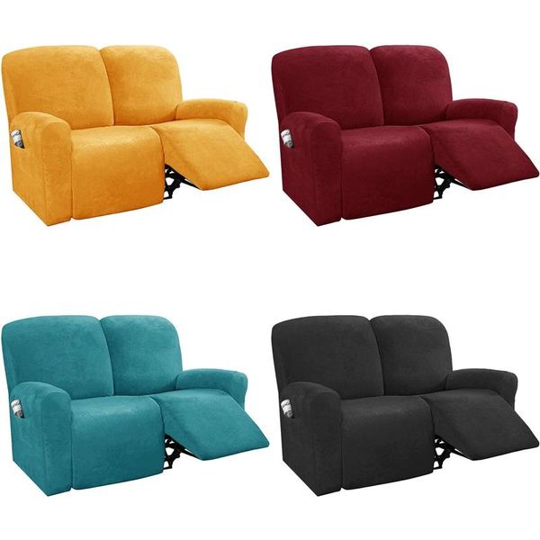 

chair covers 1 2 seater recliner sofa cover stretch velvet lounger armchair slipcover couch furniture protector elastic side pocket