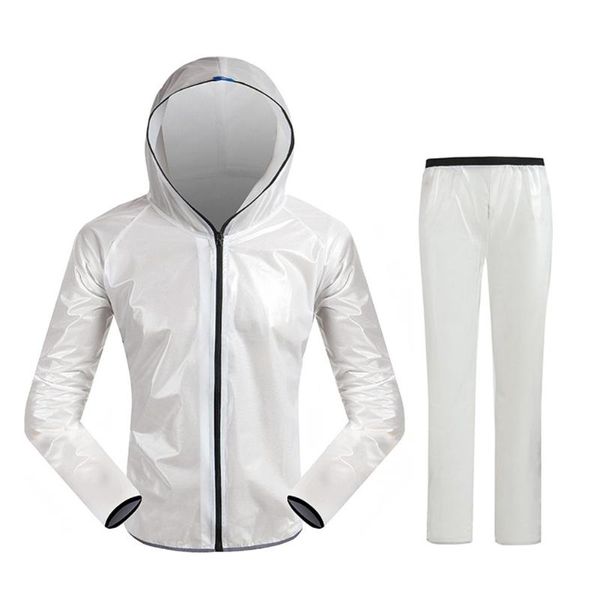 

racing sets hooded split raincoat rain pants suit adults waterproof pvc outdoor sports motorcycle riding climbing rainwear jacket, Black;blue