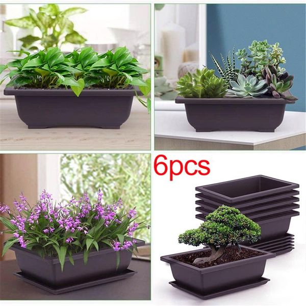 

planters & pots 6 piece bonsai classic deep wet tray plastic garden flowers herbs square deskhome decor balcony decoration
