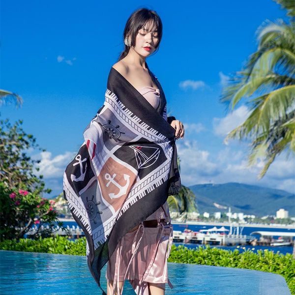 

scarves wj1-1 ethnic manual tassled gua xu scarf female a generation of fat tourism beach towel air conditioning shawl spot, Blue;gray