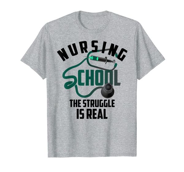 

cute diligent nursing school the struggle is real gift t-shirt, White;black