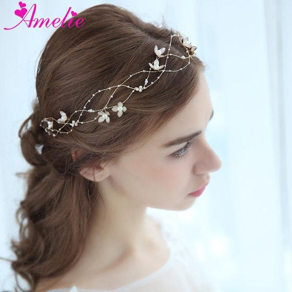 

hair clips & barrettes baby shower headbands pearl charm centered floral bridal vine women headpiece prom party dress accessories jewelry, Golden;silver