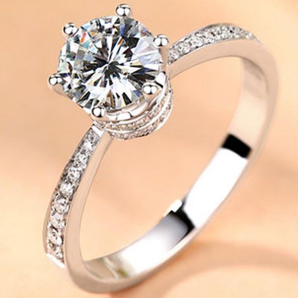 

cluster rings 14k rose gold 1 2 3 4 5 moissanite diamond ring women elegant round crown trendy wedding party engagement anniversary, Golden;silver