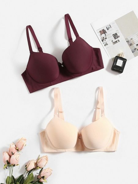 

2pack plus solid underwire bra n7cs#, Black;white