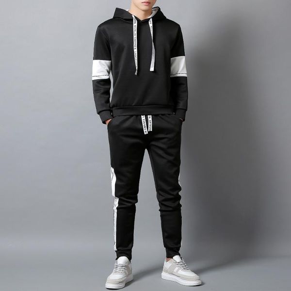 

men's tracksuits casual tracksuit set men fashion 2021 jogger sports sportswear suits spring autumn two pieces hoodies pants male sweat, Gray
