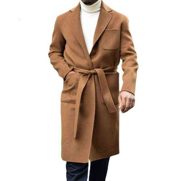 

2021 winter men's medium and long loose woolen coat, Black;brown