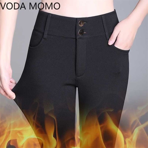

fashion high waist autumn winter women thick warm elastic pants quality s-5xl trousers tight type pencil 211124, Black;white