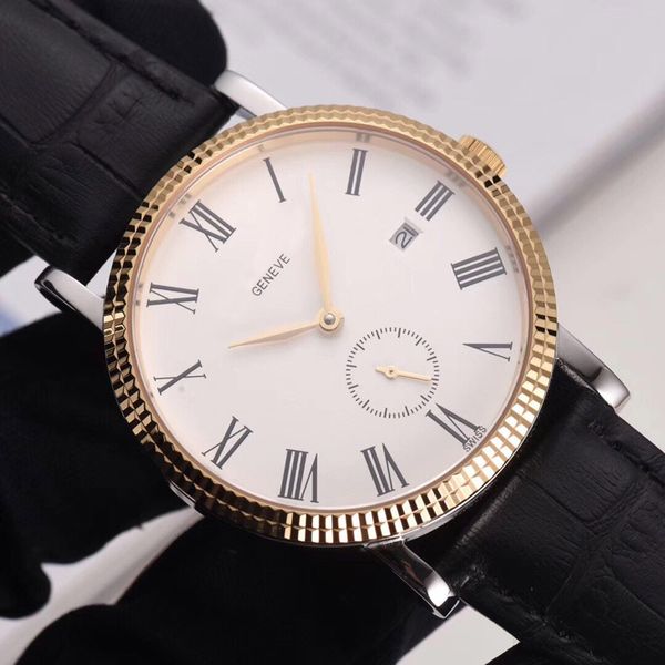 

2022 calatrava 5119 automatic mens watch 40mm 18k rose gold white dial roman markers black leather strap 11 styles watches puretime01 e11c3, Slivery;brown