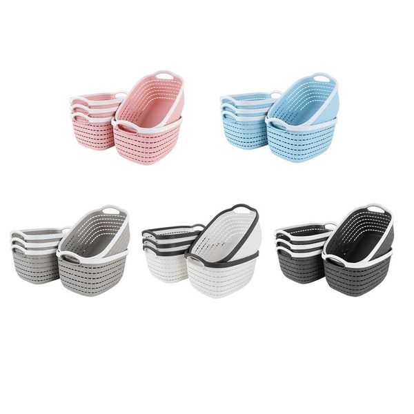 

storage baskets 5 pack portable plastic curved weave kitchen refrigerator basket bathroom deskboxes for cabinet