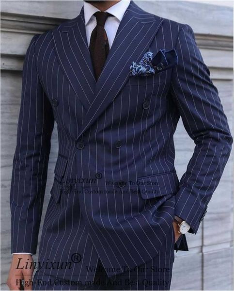 

men's suits & blazers fashion stripe mens 2 piece formal business male blazer slim fit wedding groom tuxedos jacket pants set costume h, White;black