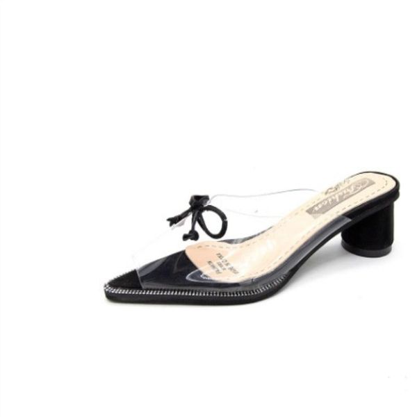 

dress shoes summer style baotou half slippers female korean fashion stiletto pointed casual wear mules, Black