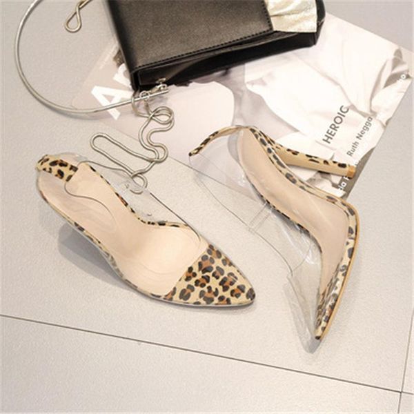 

dress shoes women leopard clear transparent high heels pointy toe pumps stilettos fetish clubwear plus size 35-42, Black