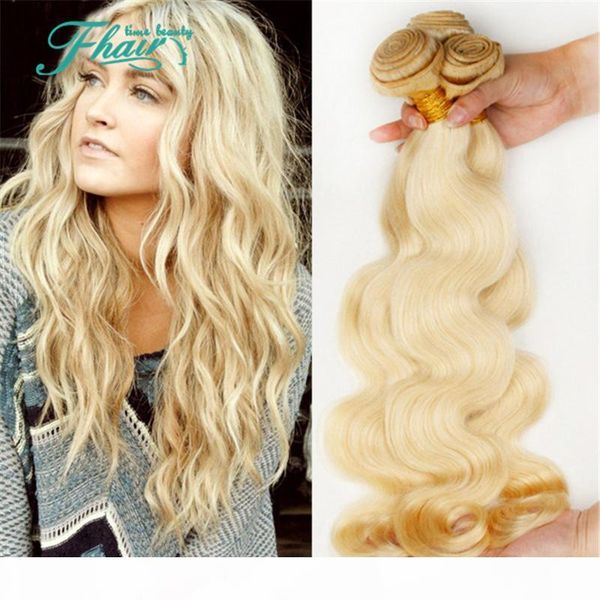 

6a unprocessed brazilian hair body wave brazilian hair extension 3 bundles 613 blonde hair weave bundles same directions dhl, Black