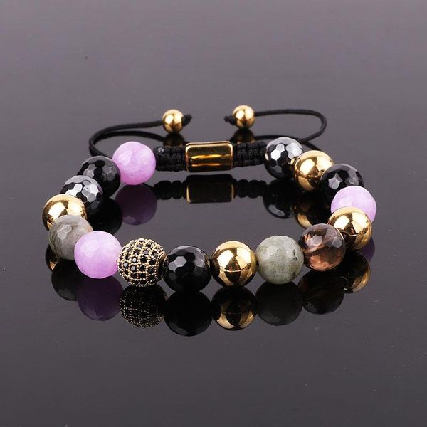 

beaded, strands jaravvi design 10mm natural stone jewelry beads custom friendship macrame bracelet for women, Black