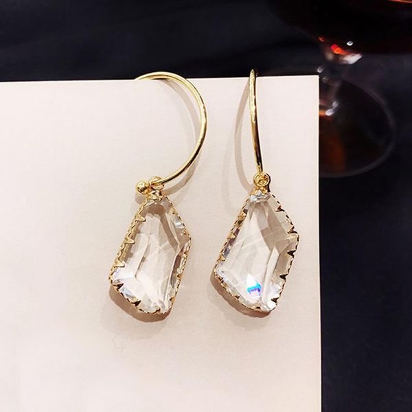 

dangle & chandelier korean design fashion jewelry white transparent crystal earrings luxury simple wedding party for women, Silver