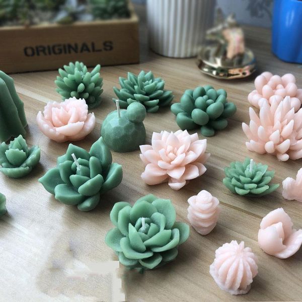 

craft tools succulent plants design candle silicone mold cactus shape aroma gypsum plaster crafts mould for decoration cake molds