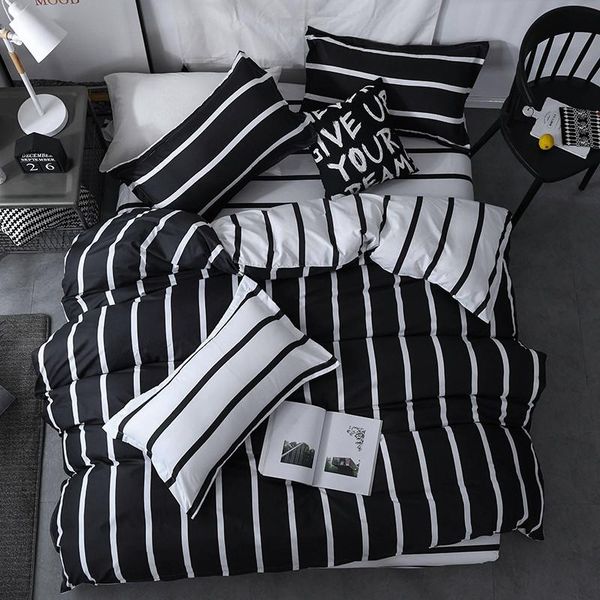 

bedding sets nordic set  size bed linen duvet cover single printed double king flat sheet plaid geometric bedclothes plain