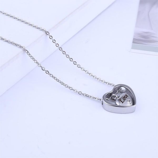 

pendant necklaces men women couple necklace i love you heart loving stainless steel valentine's day jewelry gift, Silver