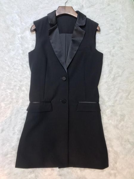 

women's vests 2021 women fashion sleeveless lapel denim jacket 0608, Black;white