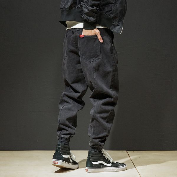 

2021 new fashion streetwear men jeans spliced designer casual denim cargo pants japanese vintage wide leg baggy trousers hip hop jogger m6e9, Blue