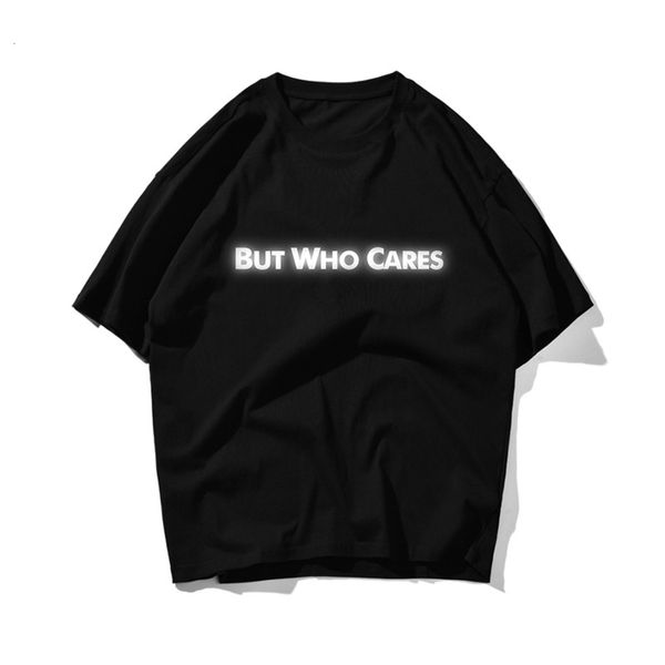 

2021 spring and summer street t-shirt men's fashion brand reflective letter printing casual couple cotton short sleeve, White;black