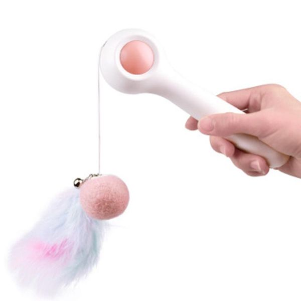

cat toys feather toy automatic ball interactive teaser stick wand plush funny kitten pet supply