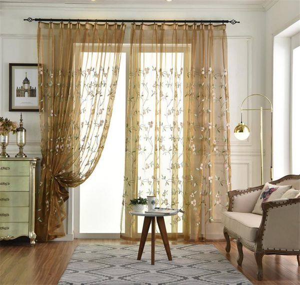 

curtain & drapes style window screen with multi-color thread embroidery