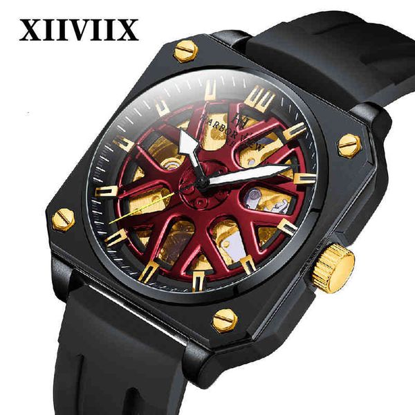 

watches xiiviix automatic mechanical men black tape luxury sport mountain climbing for limited, Slivery;brown