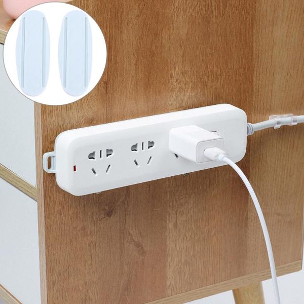 

hooks & rails 7 set traceless punch socket holder wall-mounted cable patch panel stand hanging organizer (white)