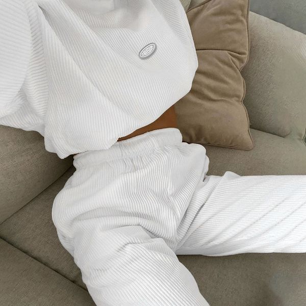 

Round Neck Sweatshirt Pullover Women Cotton Letter Embroidery White Sweatshirt 2021 Autumn Fashion Casual Hooded Tops