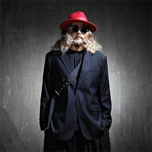 

men's suits & blazers detachable suspender casual suit korean large size fashion brand single breasted loose jacket, White;black