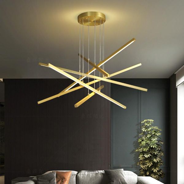 

nordic modern minimalist living room chandelier light led dinning room lamp creative design bedroom line suspension pendant lamp
