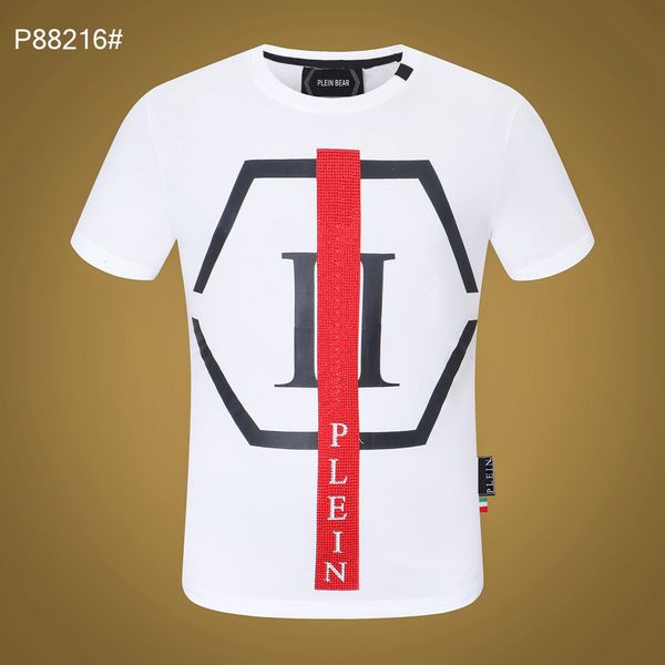 

plein bear t shirt mens designer tshirts brand clothing rhinestone skull men t-shirts classical hip hop streetwear tshirt casual tees pb 113, White;black