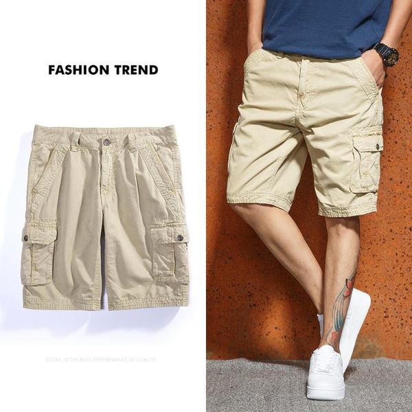 

men's shorts mens cargo side pockets casual button closure pants summer cotton gym trend solid color five-point oversized, White;black
