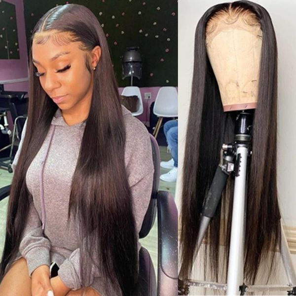 

lace wigs brazilian bone straight human hair for women hd transparent frontal wig bob 613 blonde front pre plucked, Black;brown