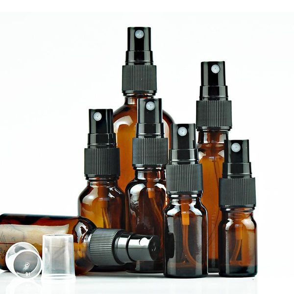 

storage bottles & jars empty spray bottle amber essential oil glass liquid brown 5ml-100ml for massage pipette refillable